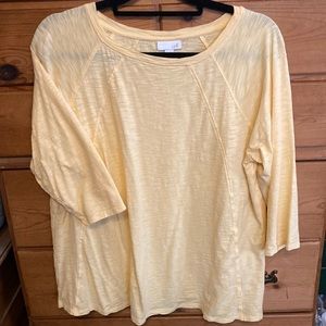 J.Jill 1X yellow 3/4 sleeve top. Light and airy – perfect for spring & summer!